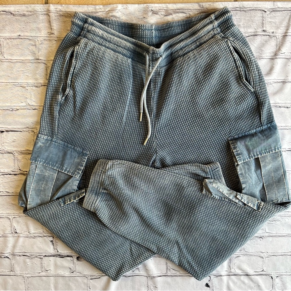 Hard Tail Forever Waffle Knit Cargo Pull On Pants Womens Large Blue VTG Y2K